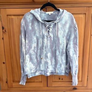 LoveShackFancy Blue Tie-Dye Lace-Up Hoodie